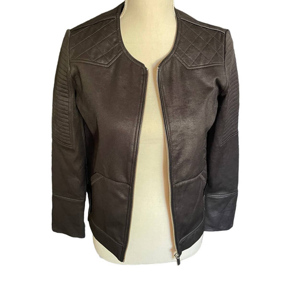 NWT The Kooples Sport Womens Full Zip Leather Jacket Long Sleeve Size S Black - Picture 1 of 7